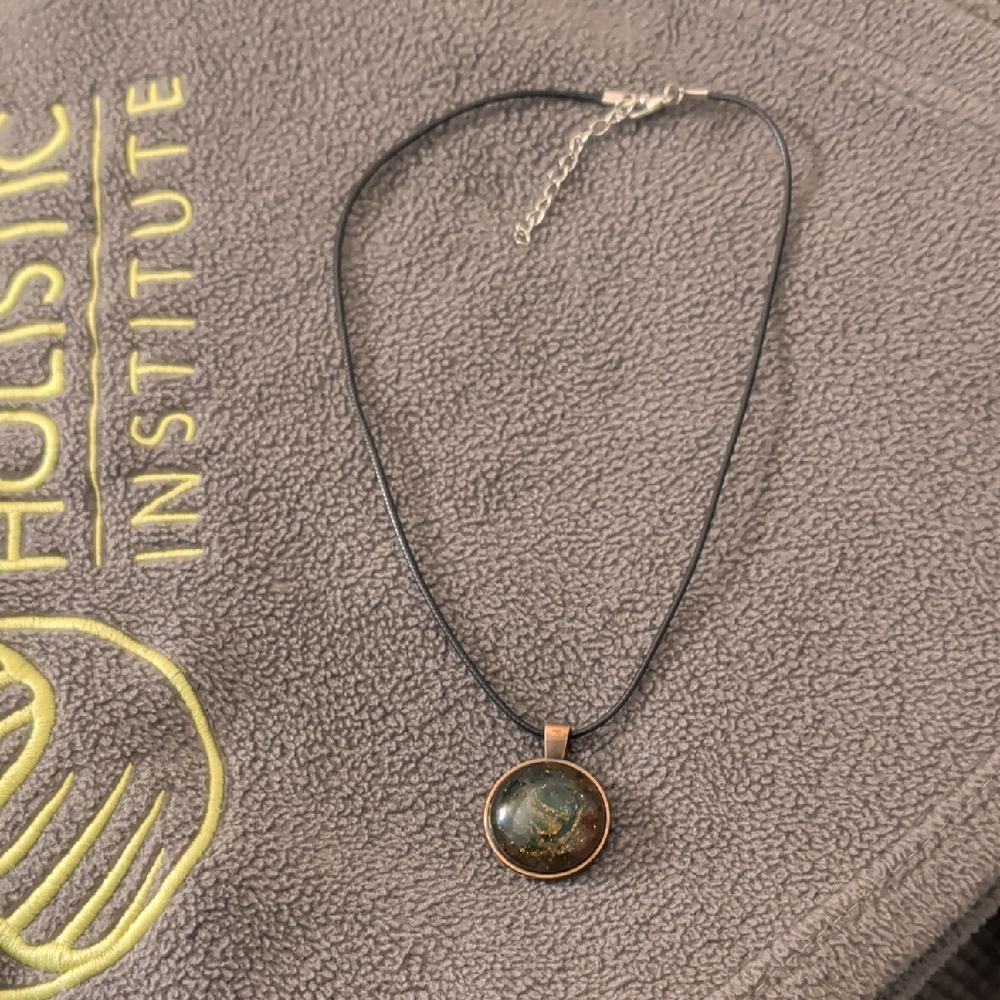 Hand Crafted Black Necklace with Gold-Toned Pendant